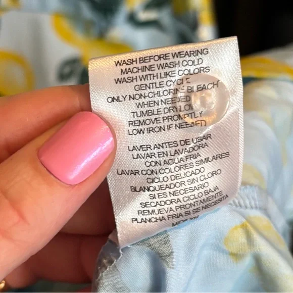 ❗️FINAL❗️NWT French Connection Blue and Yellow Lemon Midi Dress XL - Picture 14 of 14